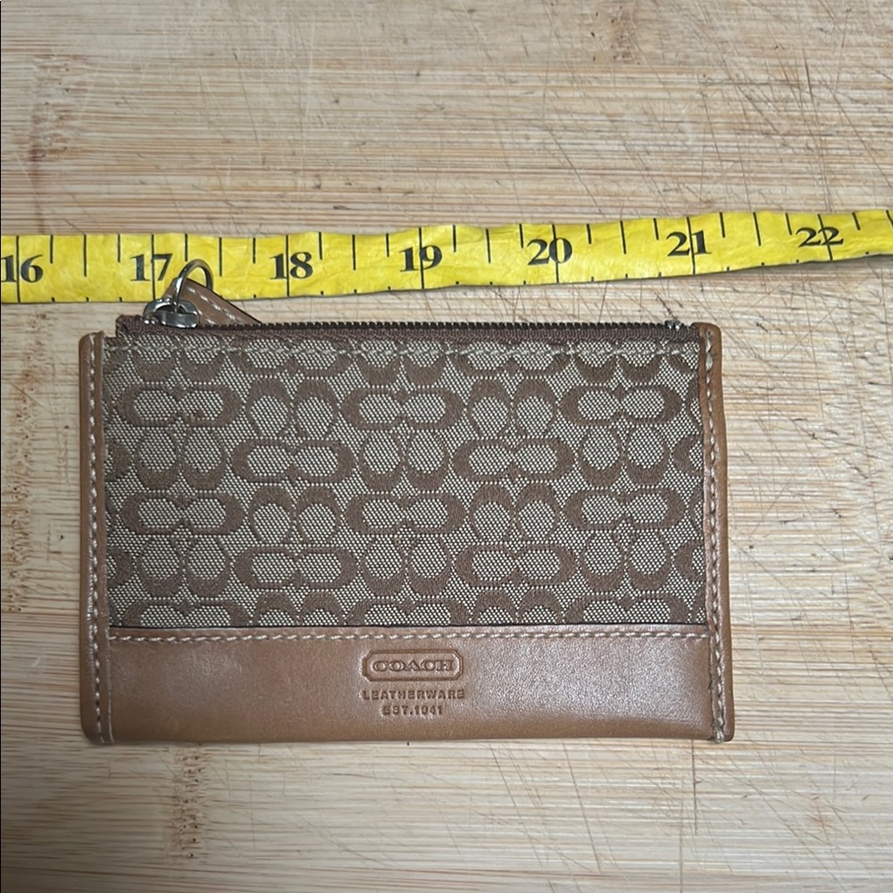 Coach Tan and Brown Leather Card Holder